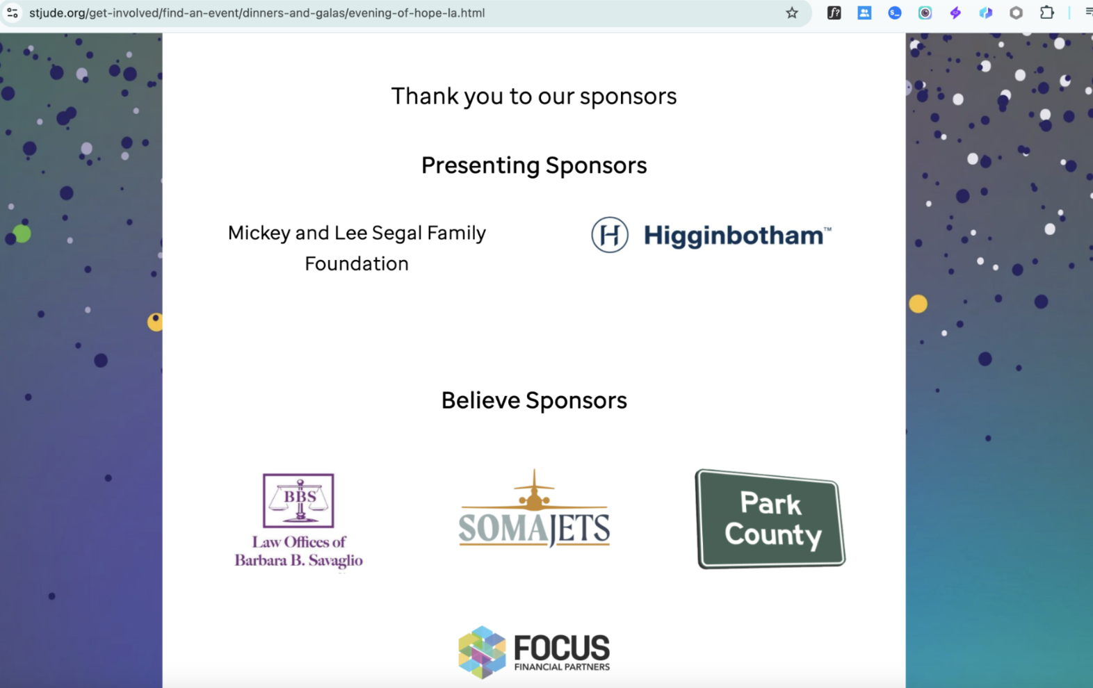 St Jude's sponsors